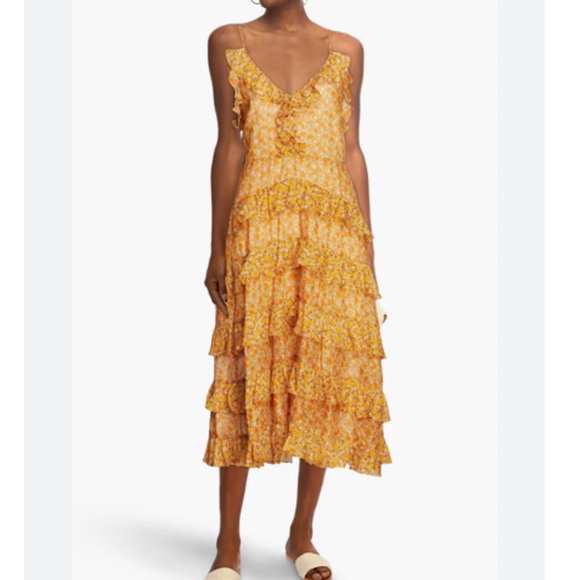 NWT MAJE Printed cotton voile dress with ruffles - Picture 5 of 7